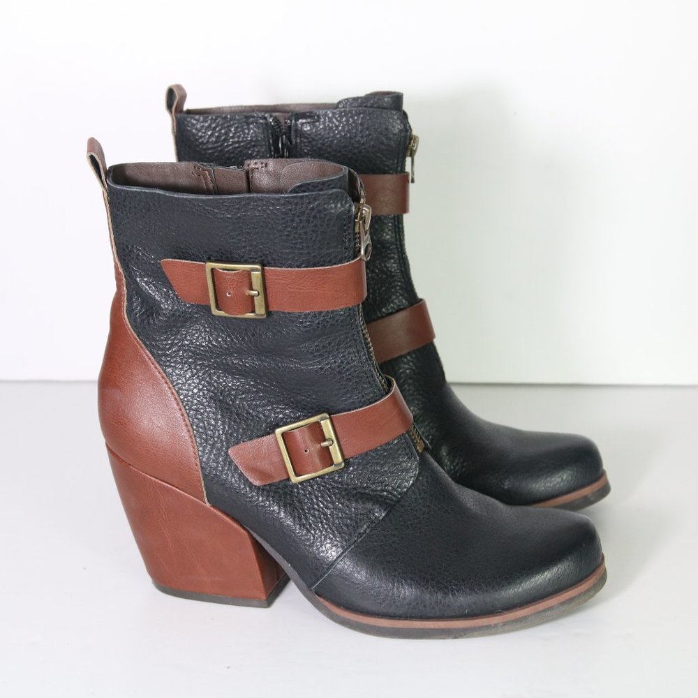 Kork-Ease Black and Brown Ankle Boots